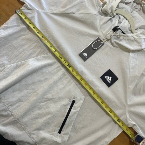 Adidas Mens Sheer Hooded Raincoat Anorak Jacket White NEW Sz XL RSP $70 - Picture 9 of 14